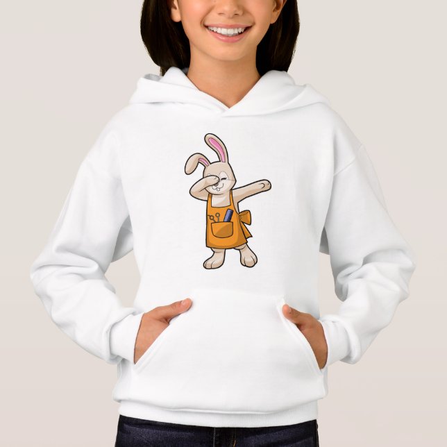 Bunny als Friseur mit Comb & Schere Hoodie (Vorderseite)