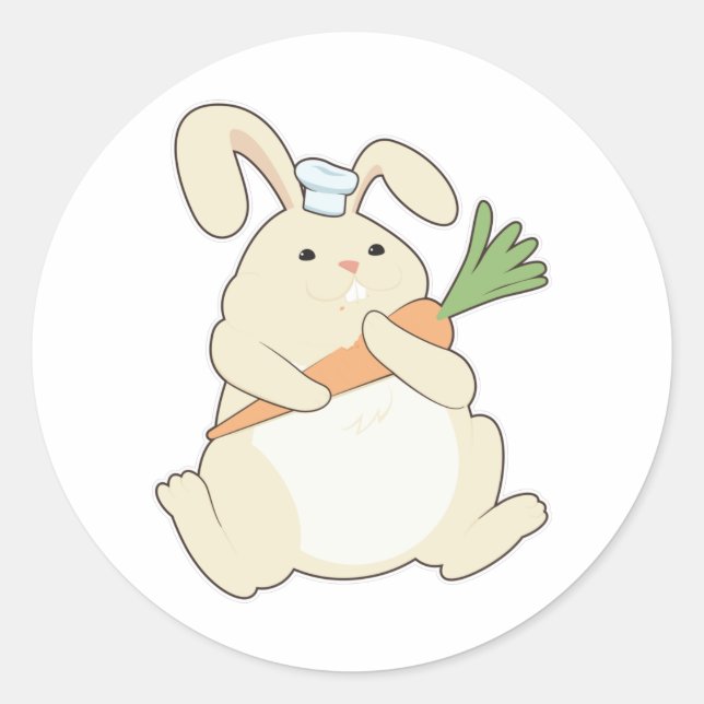 Bunny als Koch mit Carrot Runder Aufkleber (Vorderseite)