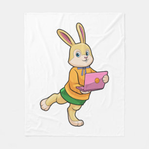 Bunny als Sekretär für Laptop Fleecedecke