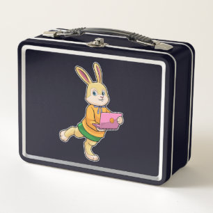 Bunny als Sekretär für Laptop Metall Brotdose