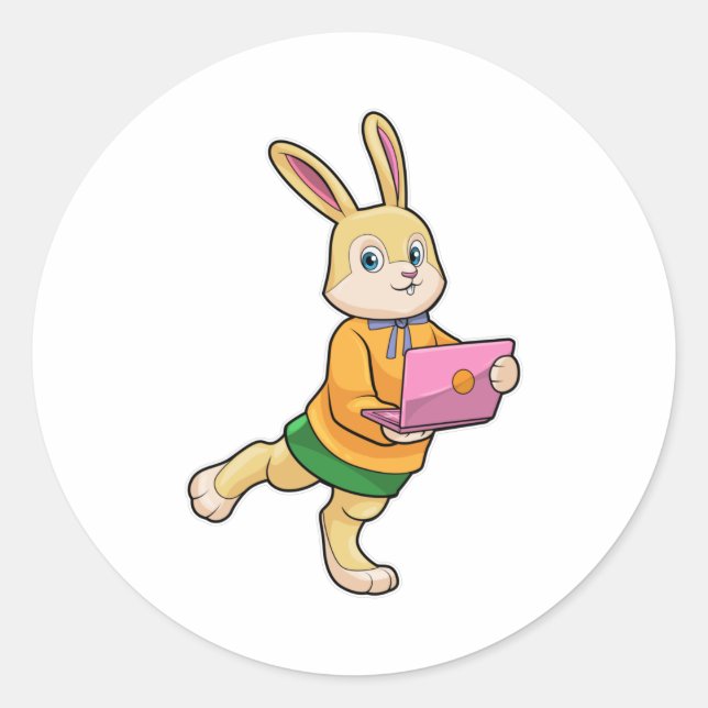 Bunny als Sekretär für Laptop Runder Aufkleber (Vorderseite)