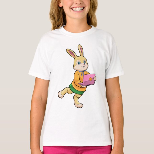 Bunny als Sekretär für Laptop T-Shirt (Vorderseite)