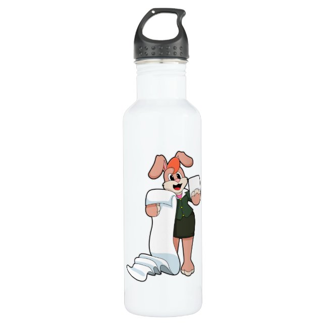 Bunny als Sekretär für Papier Edelstahlflasche (Vorderseite)