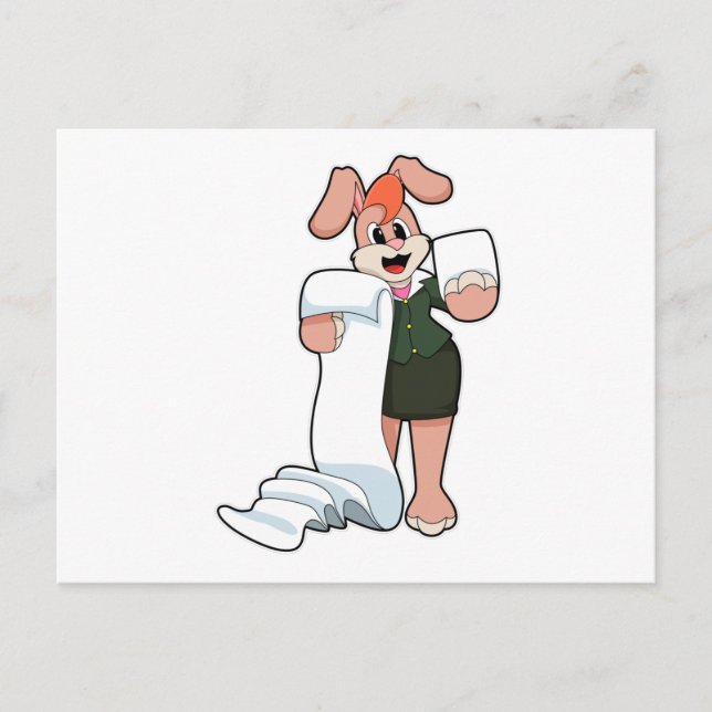 Bunny als Sekretär für Papier Postkarte (Vorderseite)