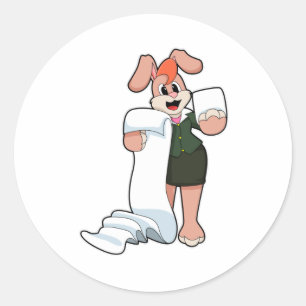Bunny als Sekretär für Papier Runder Aufkleber