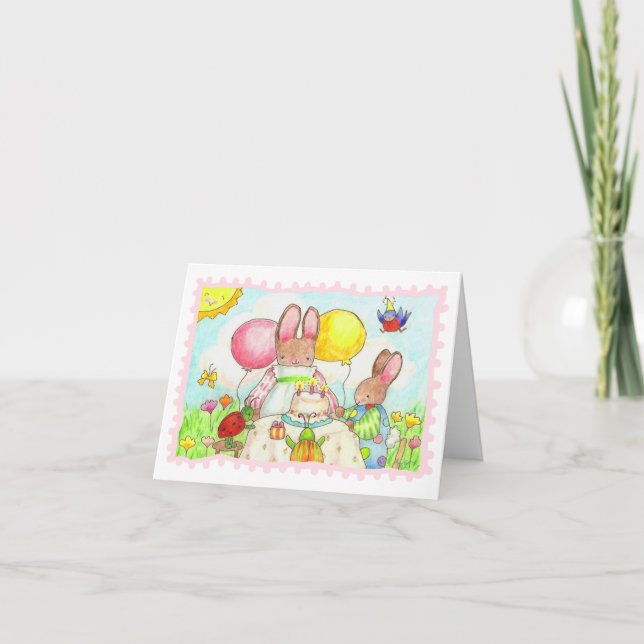 Bunny and Bug Birthday Card Karte (Vorderseite)