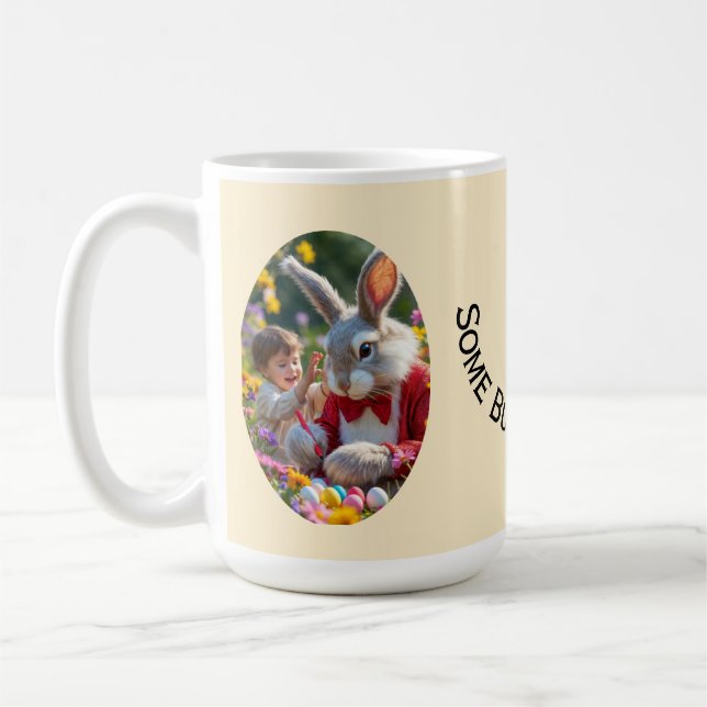 Bunny and Child Photo Oval Frame Easter Kaffeetasse (Links)