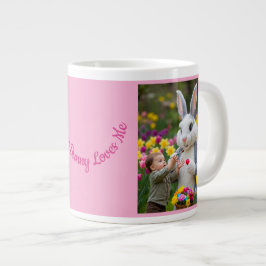 Bunny and Child Photos Oval Frame Pink Easter Jumbo-Tasse