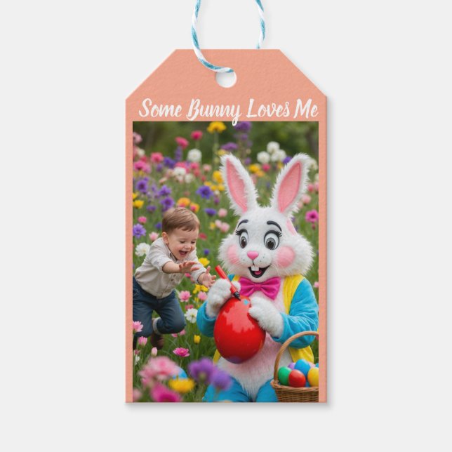 Bunny and Kid photo Easter Geschenkanhänger (Vorderseite)