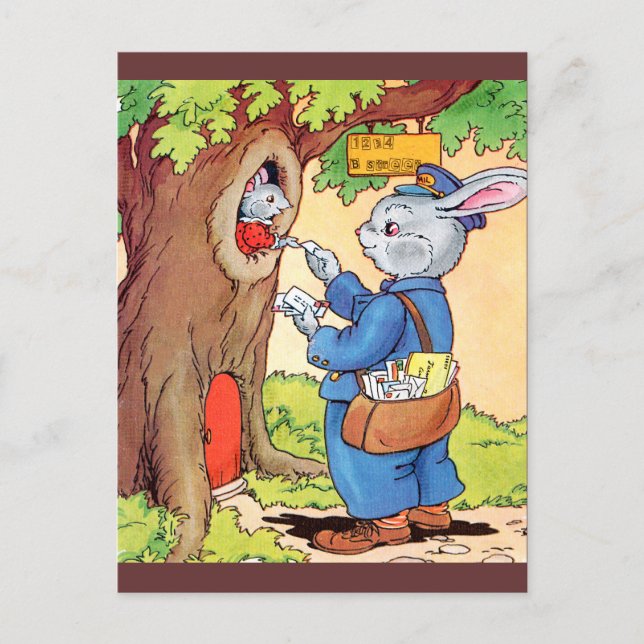 Bunny and the Mailman Postkarte (Vorderseite)