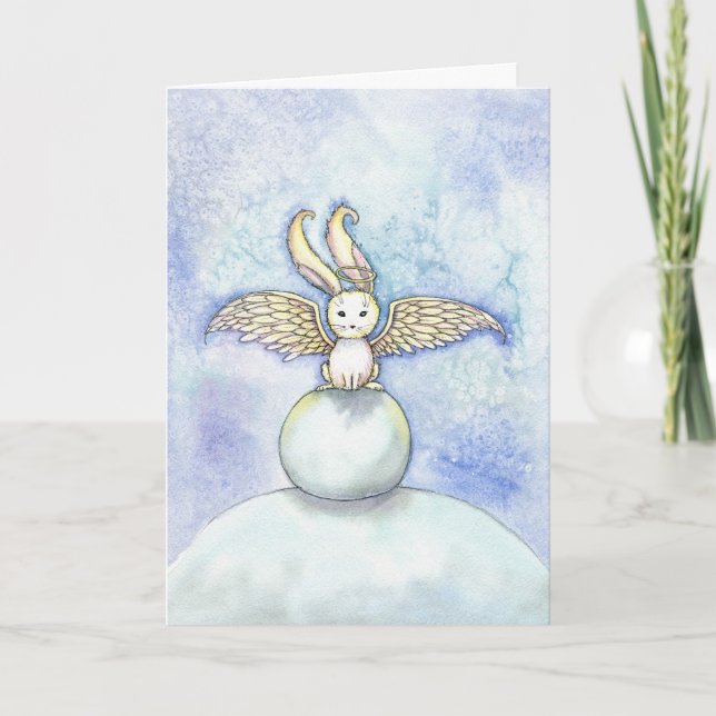 Bunny Angel Weihnachtskarte Feiertagskarte (Vorderseite)