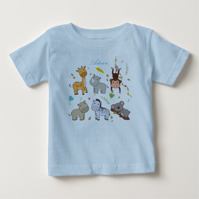Bunny Animal Baby Boy Blue Jersey T - Shirt (Vorderseite)