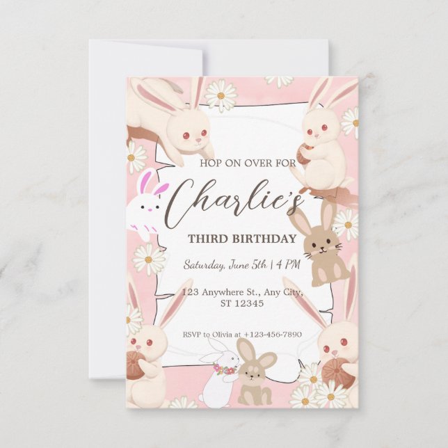 Bunny Anniversaire invitation pour Enfant (Devant)