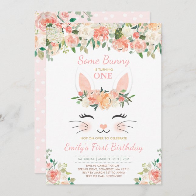 Bunny Anniversaire Invitation Un Bunny Anniversair (Devant / Derrière)