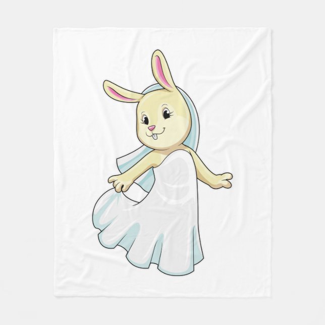 Bunny as Bride with Veil Fleecedecke (Vorderseite)