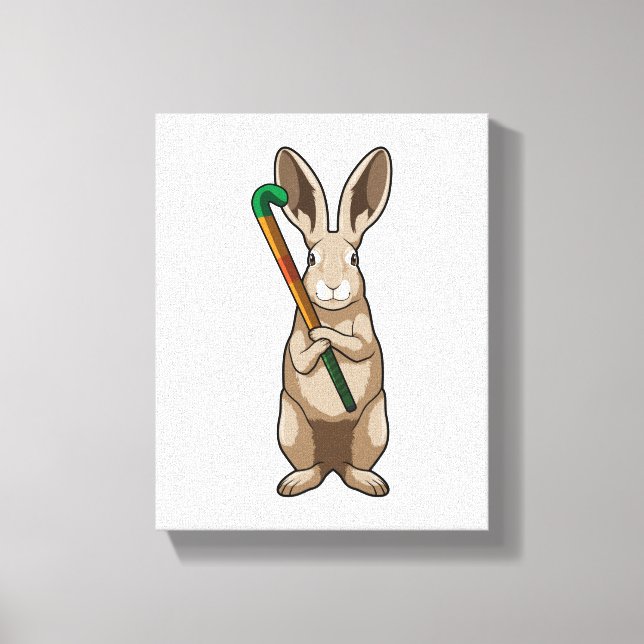 Bunny at Hockey with Hockey stick Leinwanddruck (Vorderseite)