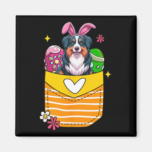 Bunny Australian Shepherd Oaster Chocolate Eggs in Magnet (Vorne)