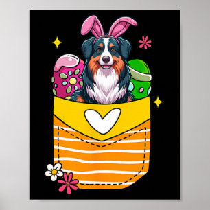 Bunny Australian Shepherd Oaster Chocolate Eggs in Poster