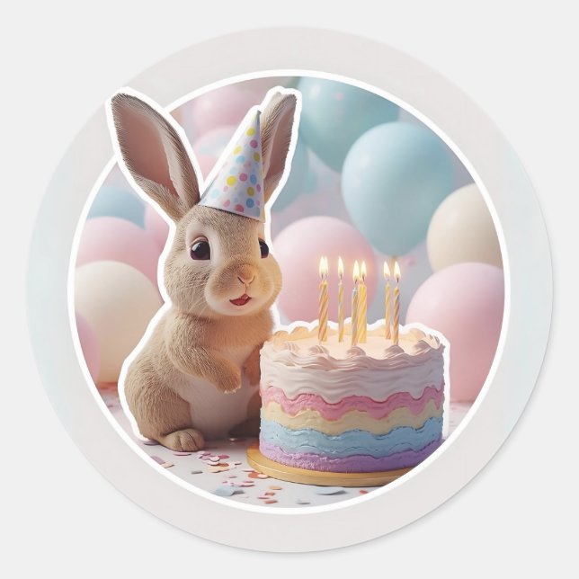 Bunny avec Sticker de fête du gâteau d'anniversair (Devant)