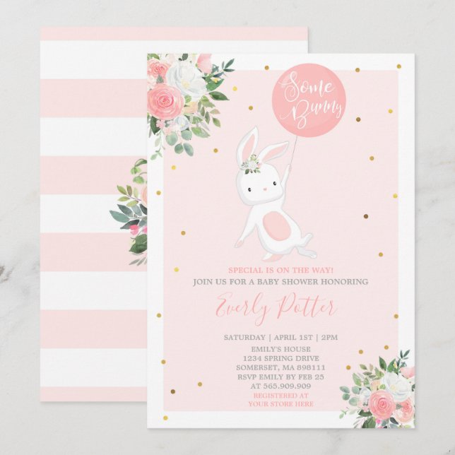 Bunny Baby Dusche Einladung Sonnen-Special (Vorne/Hinten)