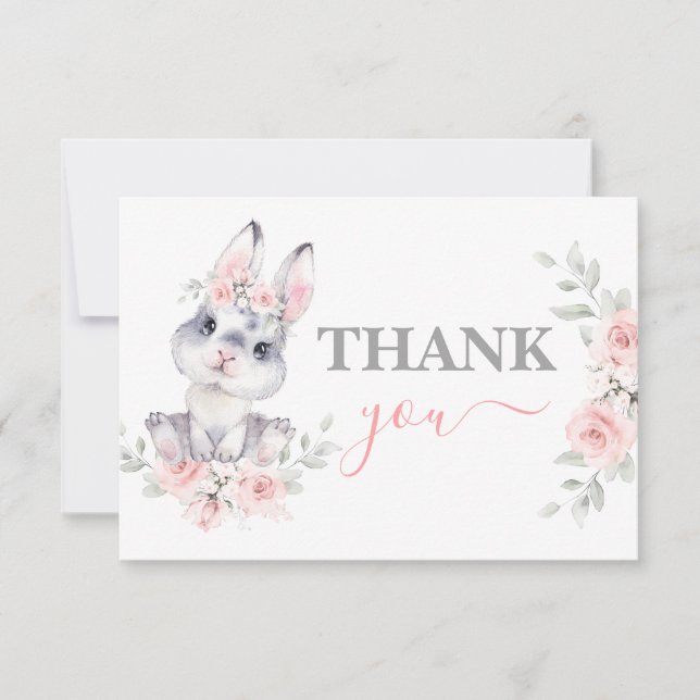 Bunny Baby Dusche pink Dankeschön Karte (Vorderseite)