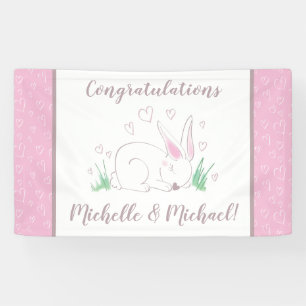 Bunny Baby Dusche Spring Pink Girl Banner