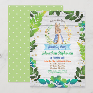 Bunny Baby Junge ersten Geburtstag Frühling Ostern Einladung