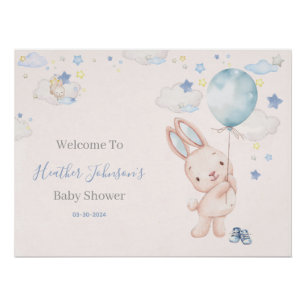 Bunny Baby Shower Boy Poster
