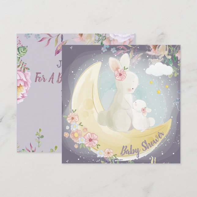 Bunny Baby Shower Einladung (Vorne/Hinten)