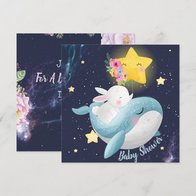 Bunny Baby Shower Einladung (Vorne/Hinten)