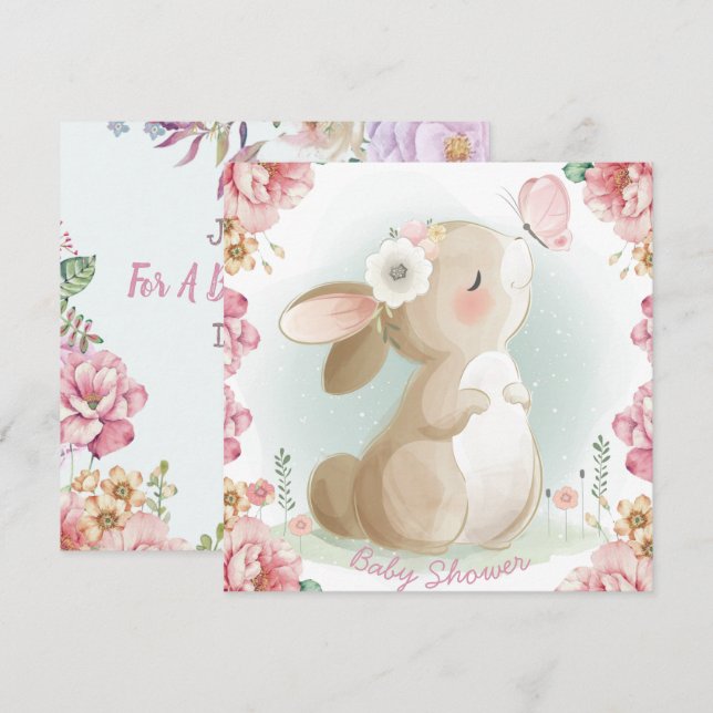 Bunny Baby Shower Einladung (Vorne/Hinten)