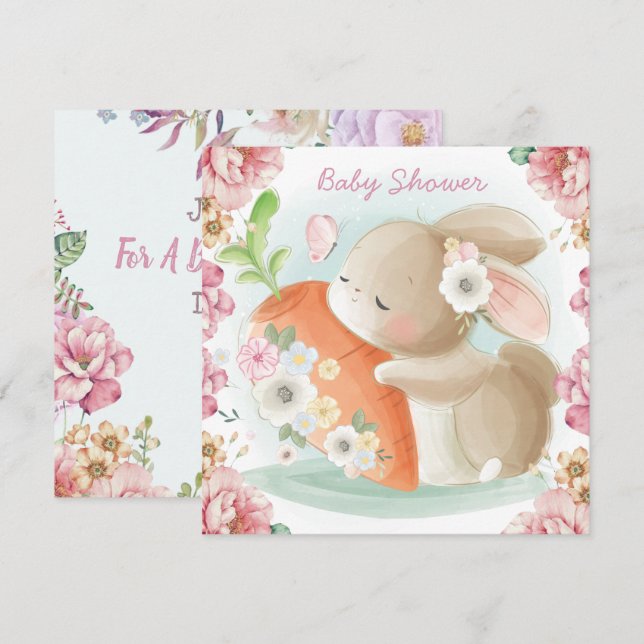 Bunny Baby Shower Einladung (Vorne/Hinten)