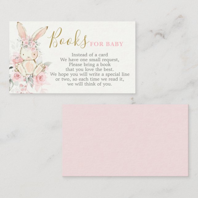 Bunny Baby shower fille apporter une carte de livr (Devant / Derrière)