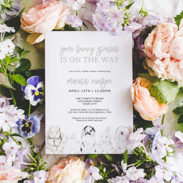 Bunny Baby Shower Gender Neutral Einladung (Bunny Baby Shower Invitation)