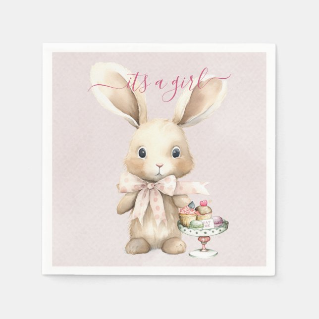 Bunny Baby Shower Girl Serviette (Vorderseite)