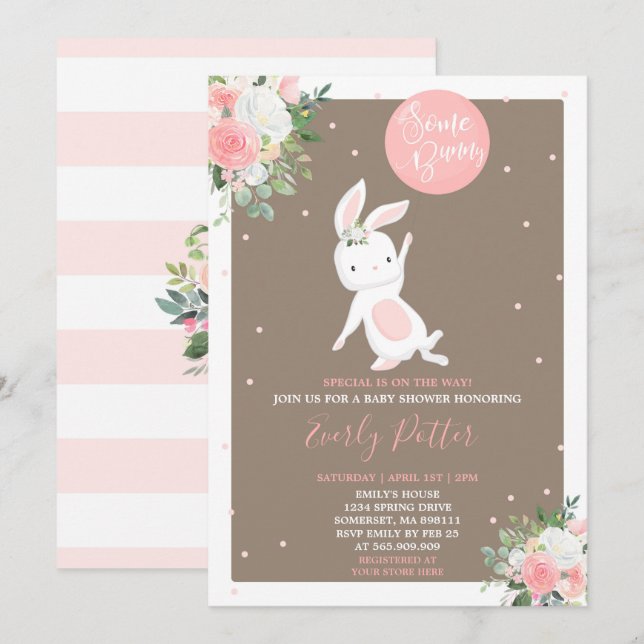 Bunny Baby shower Invitation Quelques Bunny Spécia (Devant / Derrière)