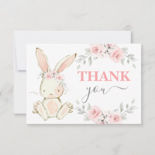 Bunny Baby shower rose merci Carte de notes
