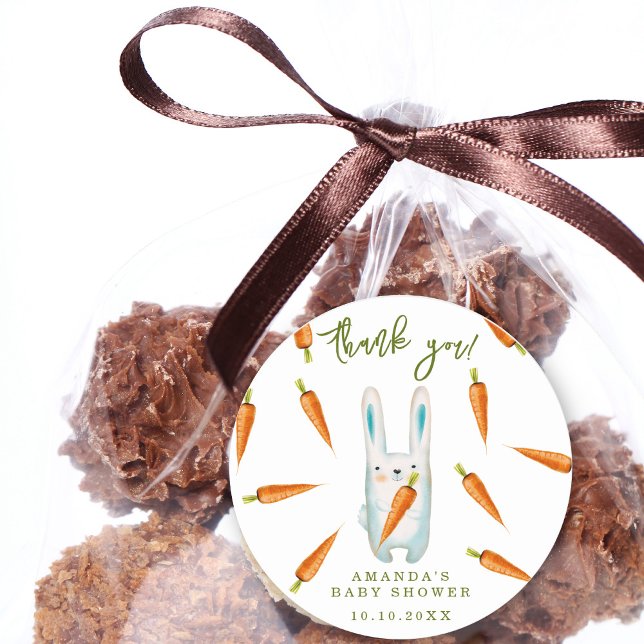 Bunny Baby Shower - vielen Dank Runder Aufkleber (Von Creator hochgeladen)