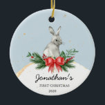 Bunny Baby's First Christmas Ornament<br><div class="desc">Bunny Baby's First Christmas Ornament</div>