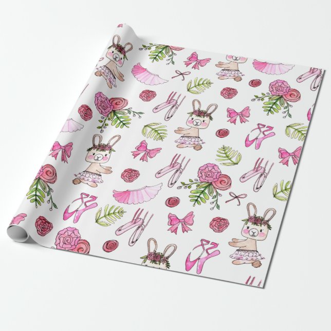 Bunny Ballerina in Wasserfarbe Geschenkpapier (Ungerollt)