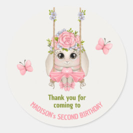 Bunny ballerina pink grün Blumenmädchen Geburtstag Runder Aufkleber