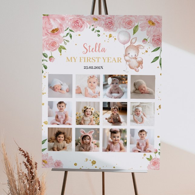 Bunny Balloon Birthday Foto Milestone Poster (Von Creator hochgeladen)