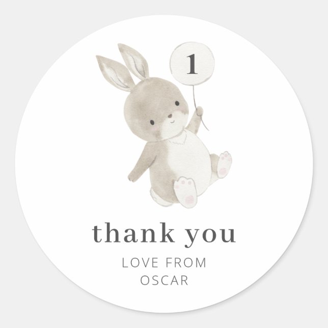 Bunny Balloon Classic Round Sticker (Vorderseite)