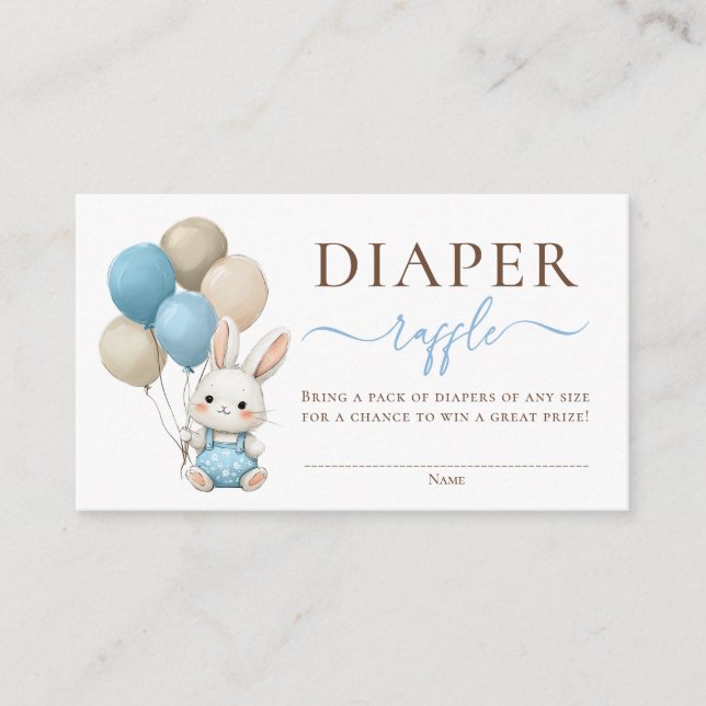 Bunny Balloons Blue Baby Boy Dusche Windelwanne Wi Begleitkarte (Vorderseite)