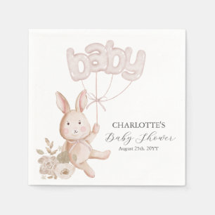Bunny Balloons Watercolor Boho Neutral Baby Dusche Serviette