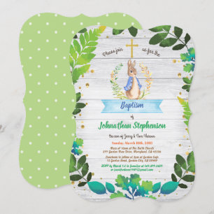 Bunny Baptism Christening Erste Kommunion Grün Einladung