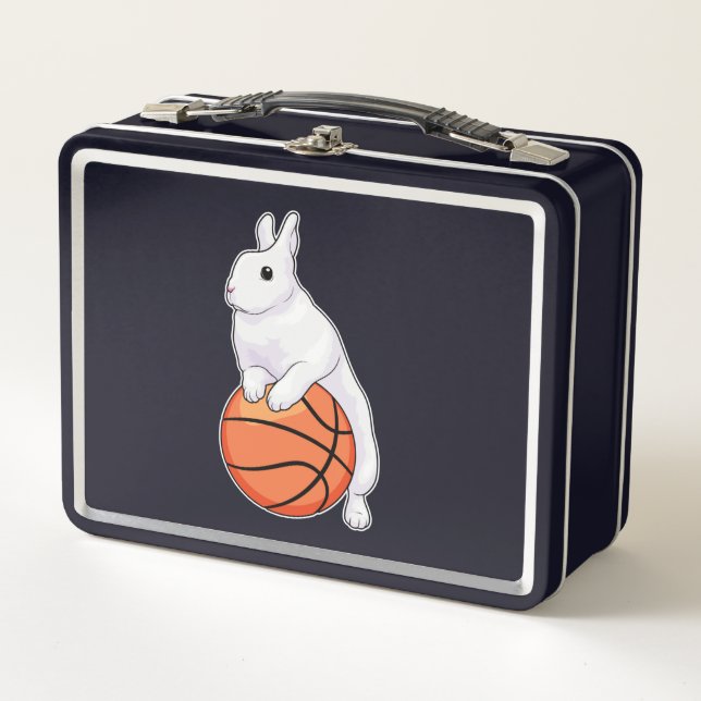 Bunny Basketball Spieler Basketball Metall Brotdose (Vorderseite)