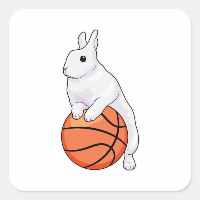 Bunny Basketball Spieler Basketball Quadratischer Aufkleber (Vorderseite)
