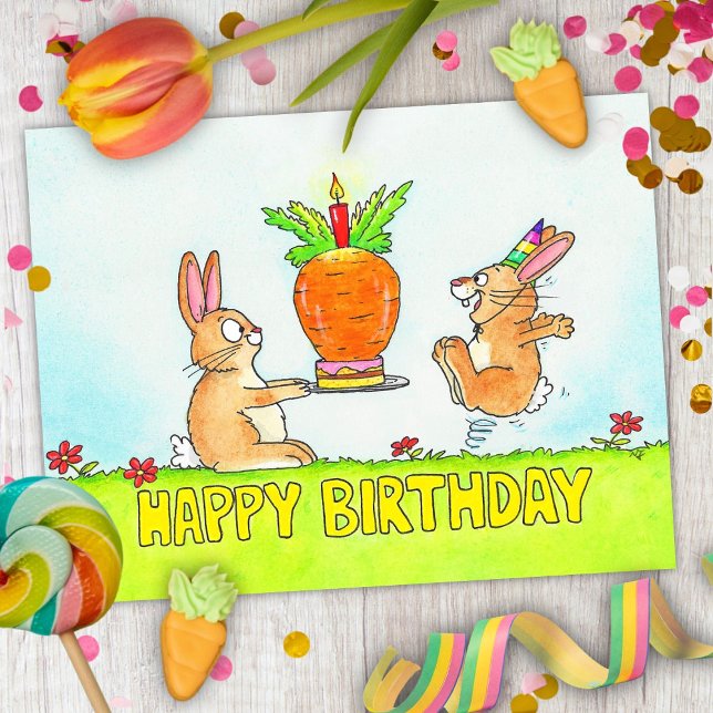 Bunny Birthday Cake Postkarte (Von Creator hochgeladen)
