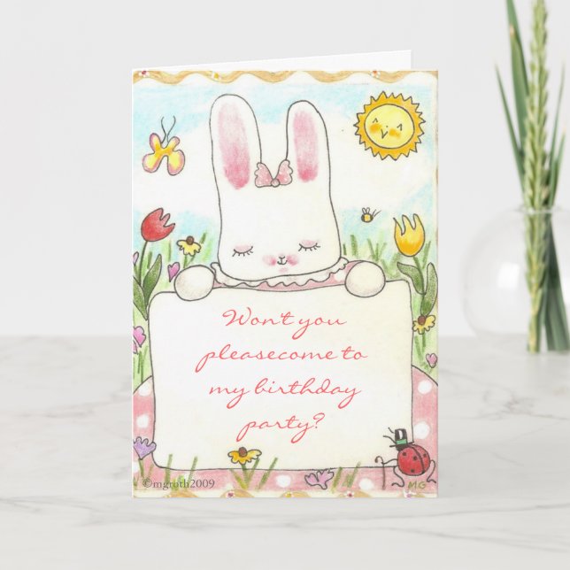 Bunny Birthday Einladung (Vorderseite)